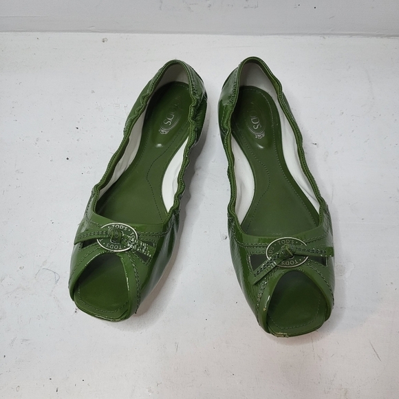 Tod's Green Suede Loafers with Decorative Buckle - Picture 1 of 14